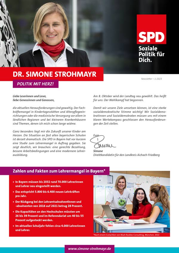 Simone Strohmayr Newsletter – Ausgabe 1-2023, März 2023