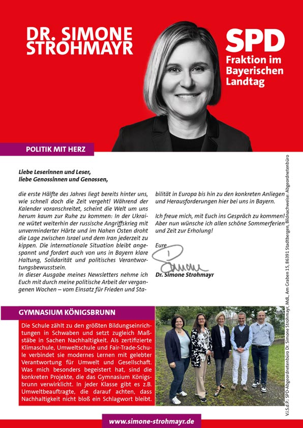 Simone Strohmayr Newsletter – Ausgabe 2-2024, Dezember 2024