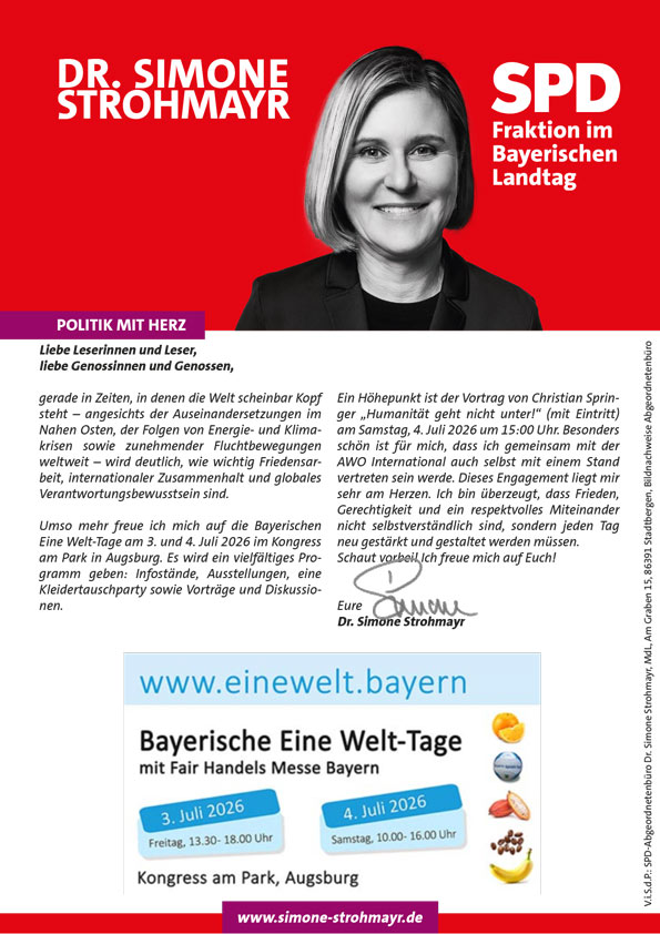 Simone Strohmayr Newsletter – Sonderausgabe Bayerische Eine Welt-Tage 2026