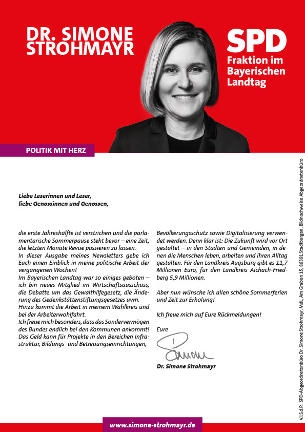 Simone Strohmayr Newsletter – Ausgabe 2-2026, August 2026